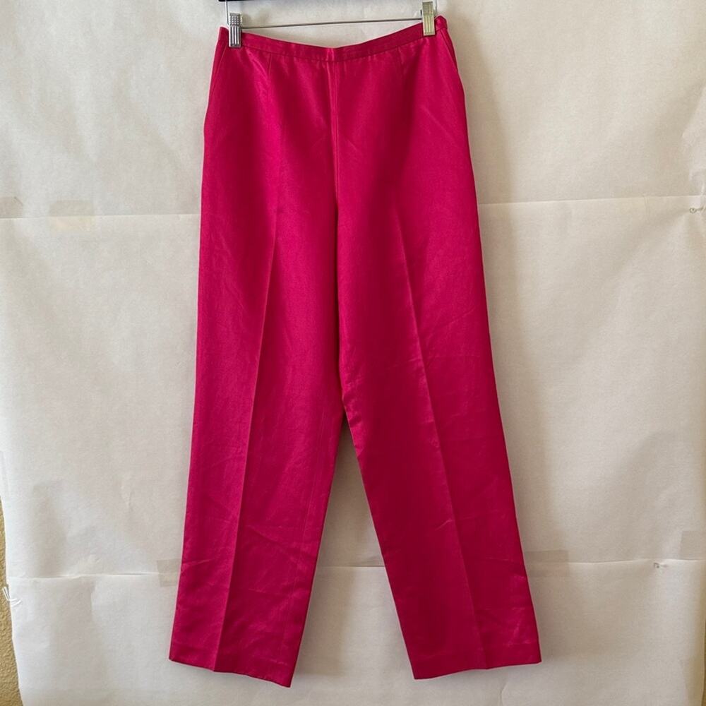 Talbots Hot Pink Trousers Size 6 Silk Blend High Rise Straight Leg Y2k Preppy